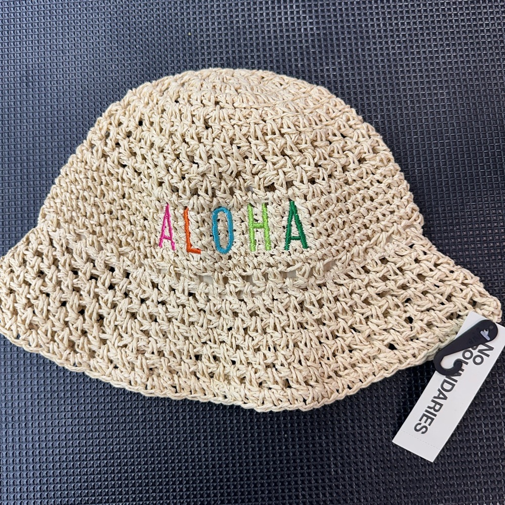 No Boundaries Cream Crochet Hat with Multicolor Aloha